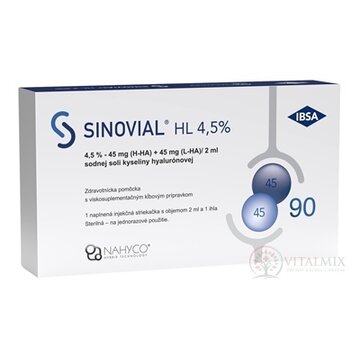 SINOVIAL HL 4,5 % intraartikulárny roztok hyseliny hylaurónovej, v naplnenej injekčnej striekačke s ihlou 1x2 ml obrázok