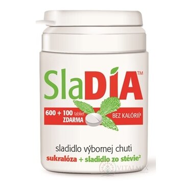 SlaDIA sladidlo tbl (Sukralóza + sladidlo zo Stevie) 600+100 zadarmo (700 ks) obrázok