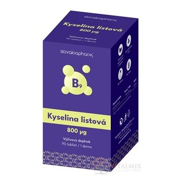 Slovakiapharm Kyselina listová 800 µg tbl 1x90 ks obrázok