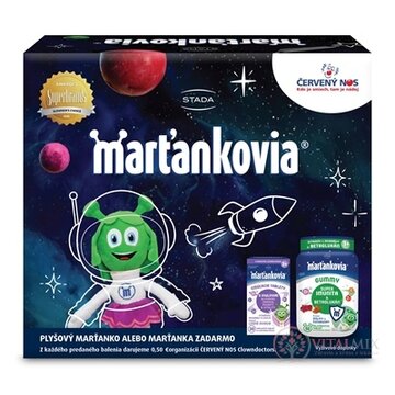 STADA Marťankovia s Inulínom + GUMMY Super Imunita cmúľacie tablety 30 ks + žuvacie tablety s betaglukánom 50 ks + zadarmo plyšová hračka, 1x1 set obrázok