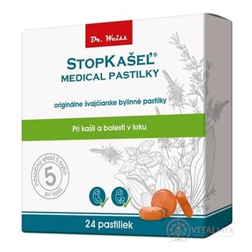 STOPKAŠEĽ Medical pastilky Dr. Weiss pri kašli a bolesti v krku 1x24 ks obrázok