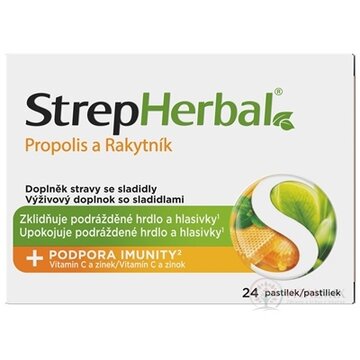 StrepHerbal Propolis a Rakytník pastilky s vitamínom C a zinkom 1x24 ks obrázok