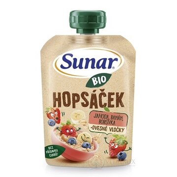 Sunar BIO HOPSÁČEK Jahoda, banán, čučoriedka + ovsené vločky, kapsička (od ukonč. 12.mesiaca) 1x100 g obrázok