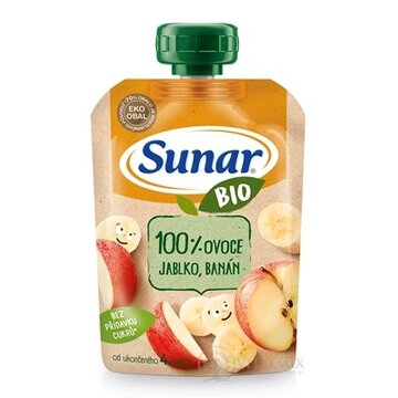 Sunar BIO Kapsička Jablko, banán 100 % ovocia (od ukonč. 4. mesiaca) 1x100 g obrázok