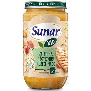 Sunar BIO príkrm ZELENINA, CESTOVINY, KURACIE MÄSO s olivovým olejom (od ukonč. 12. mesiaca) 1x235 g obrázok