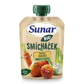 Sunar BIO SMÍCHAČEK Mango, marhuľa + mrkva a fenikel, kapsička (od ukonč. 12.mesiaca) 1x100 g obrázok