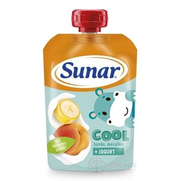 Sunar COOL Banán, Marhuľa + JOGURT ovocno-zeleninový príkrm (od ukonč. 12. mesiaca) 1x110 g obrázok