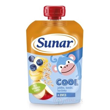 Sunar COOL Jablko, Banán, Čučoriedka + OVOS ovocno-obilný príkrm (od ukonč. 12. mesiaca) 1x110 g obrázok
