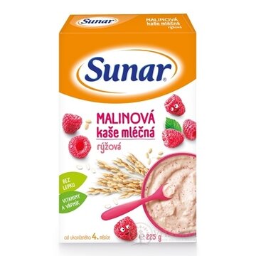 Sunar MALINOVÁ kaša mliečna ryžová (od ukonč. 4. mesiaca) 1x225 g obrázok