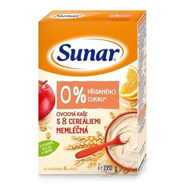 Sunar Ovocná KAŠA s 8 cereáliami NEMLIEČNA (od ukonč. 6. mesiaca) 1x220 g obrázok