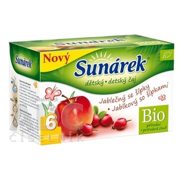 SUNÁREK DETSKÝ ČAJ BIO JABLKOVÝ SO ŠÍPKAMI (od ukonč. 6. mesiaca) 20x1,5 g (30 g) obrázok