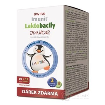 SWISS Imunit LAKTOBACILY JUNIOR tbl 60+12 zadarmo (72 ks) + Darček, 1x1 set obrázok