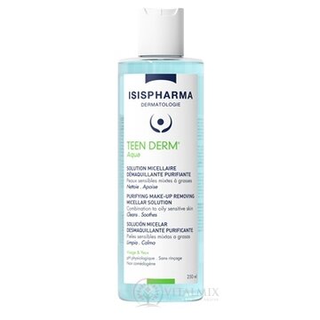 TEEN DERM Aqua čistiaca micelárna voda a odličovač, na zmiešanú až mastnú citlivú pleť 1x250 ml obrázok