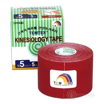 TEMTEX KINESOLOGY TAPE tejpovacia páska, 5 cm x 5 m, červená 1x1 ks obrázok