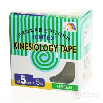 TEMTEX KINESOLOGY TAPE tejpovacia páska, 5 cm x 5 m, zelená 1x1 ks obrázok