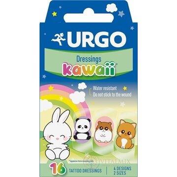 URGO Náplasti KAWAII vodeodolné detské náplasti, 2 veľkosti, 4 motívy, 1x16 ks obrázok