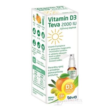 Vitamín D3 Teva 2000 IU sprej, pomarančová príchuť, 1x10 ml obrázok