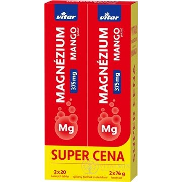 VITAR MAGNÉZIUM 375 mg DUOPACK tbl eff s príchuťou manga 2x20 (40 ks) obrázok