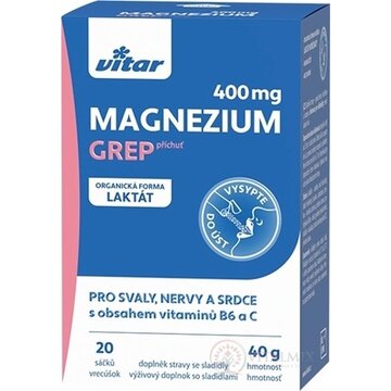 VITAR Magnézium 400 mg + vitamíny B6 a C vrecúška s príchuťou grepu 1x20 ks obrázok