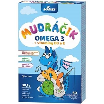 VITAR MUDRÁČIK OMEGA 3 + vitamíny D3 a E žuvacie cps s príchuťou tutti-frutti 1x60 ks obrázok
