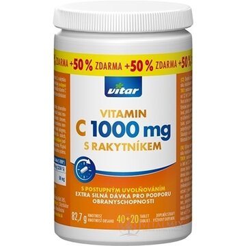 VITAR VITAMIN C 1000 mg S RAKYTNÍKOM tbl s postupným uvoľňovaním 40+20 (50% zadarmo) (60 ks) obrázok