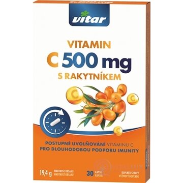 VITAR VITAMÍN C 500 mg S RAKYTNÍKOM cps s postupným uvoľňovaním 1x30 ks obrázok