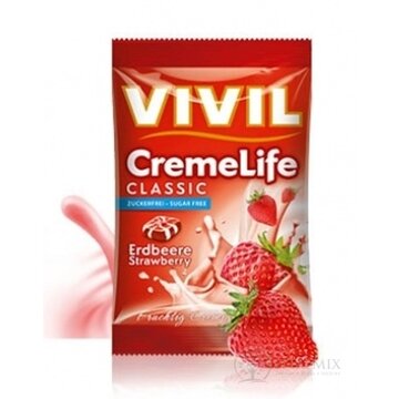 VIVIL BONBONS CREME LIFE CLASSIC drops s jahodovo-smotanovou príchuťou, bez cukru 1x110 g obrázok