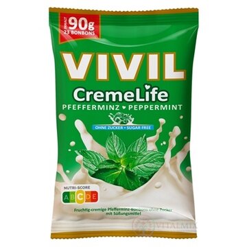 VIVIL BONBONS CremeLife PEPPERMINT drops so smotanovo mätovou príchuťou, bez cukru 1x90 g obrázok