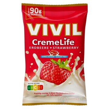 VIVIL BONBONS CremeLife STRAWBERRY drops so smotanovo jahodovou príchuťou, bez cukru 1x90 g obrázok