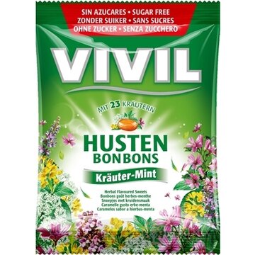 VIVIL BONBONS HUSTEN drops s mentolovo-bylinkovou príchuťou s 23 bylinami, bez cukru 1x60 g obrázok