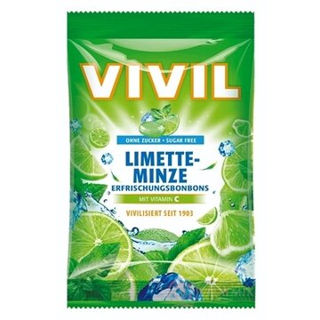 VIVIL BONBONS LIMETTE-MINZE drops s príchuťou limetka a pepermint s vitamínom C, bez cukru 1x60 g obrázok