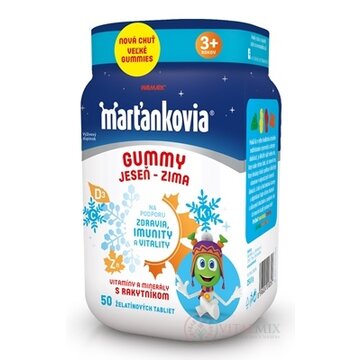 WALMARK Marťankovia GUMMY JESEŇ - ZIMA želatínové tablety, príchuť marakuja, malina, jahoda, pomaranč 1x50 ks obrázok