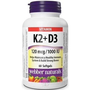 Webber Naturals Vitamín K2+D3 120 mcg/1000 IU cps (mäkké gélové kapsuly) 1x60 ks obrázok