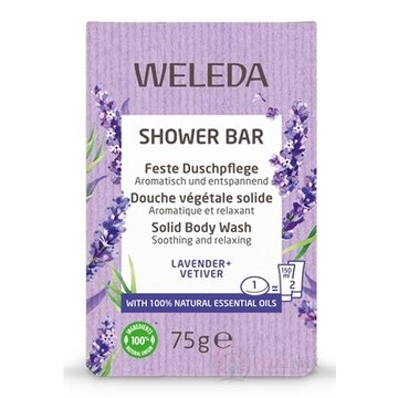WELEDA SHOWER BAR Levanduľové relaxačné mydlo levander + vetiver, s esenciálnymi olejmi 1x75 g obrázok