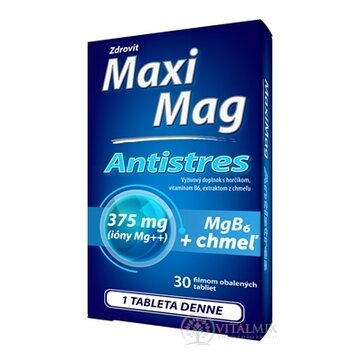 Zdrovit MaxiMag ANTISTRES Mg 375 mg+ B6 tbl s extraktom chmeľu 1x30 ks obrázok