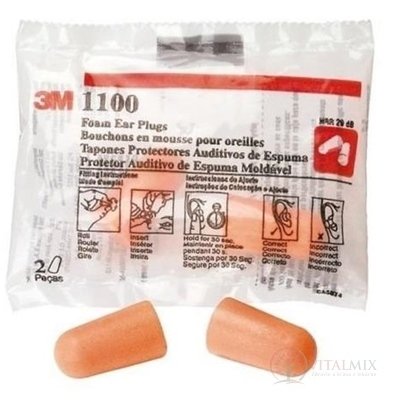 3M EAR Plugs 1100 Chránič sluchu pěnové 1x2 ks