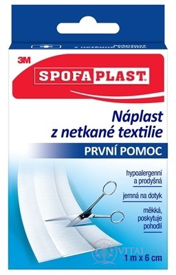 3M Spofaplast č.854 Náplast z netkané textilie 6cm x 1m, jemná, pás, 1x1 ks