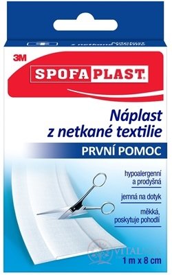 3M Spofaplast č.864 Náplast z netkané textilie 8cm x 1m, jemná, pás, 1x1 ks