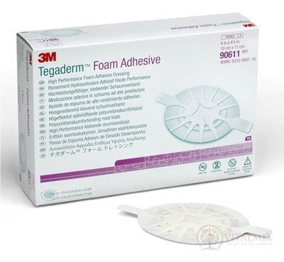 3M TEGADERM Foam Adhesive (90611) pěnové krytí na rány, adhezivní, ovál, 10x11 cm, 1x10 ks