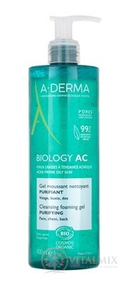 A-DERMA BIOLOGY AC Čistící pěnivý gel na pleť se sklonem k akné 1x400 ml