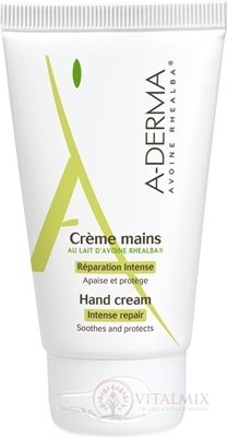 A-DERMA Creme MAINS AU LAIT D&#39;Avoine Rhealba (inov.2019) krém na ruce 1x50 ml