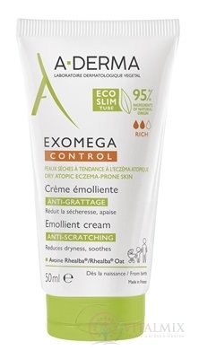 A-DERMA EXOMEGA CONTROL Emolenční KRÉM (inov.2022, eco tube) 1x50 ml