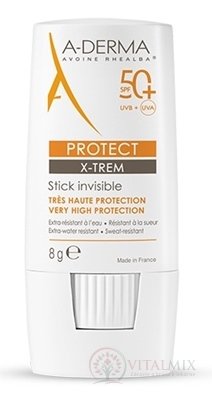 A-DERMA PROTECT X-TREM STICK 50+ transparentní tyčinka 1x8 g