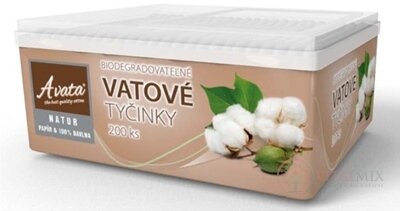 A vata NATUR VATOVÉ TYČINKY box biodegradovatelné (papír+bavlna) 1x200 ks