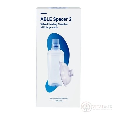 ABLE SPACER 2 + Large Mask Nástavec inhalaci s ventilem s náustkem as velkou maskou, 1x1 ks