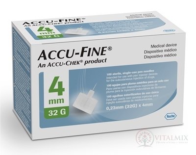 ACCU-FINE 32G (0,23 mm x 4 mm) jehla pro aplikaci inzulínu pomocí pera, typ 810 1x100 ks