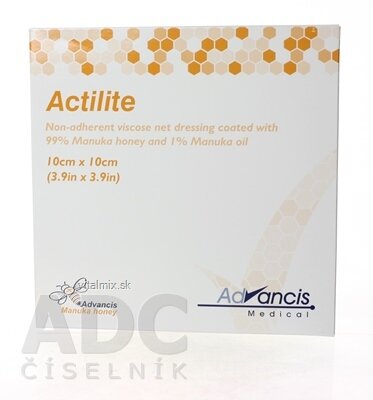 ACTILITE krytí na rány antimikrobiální 10x10 cm, neadherentná viskóza, napuštěné manukou 1x10 ks