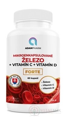 ADAMPharm ŽELEZO + Vitamin C + Vitamin D FORTE cps (mikroenkapsulované Fe) 1x60 ks