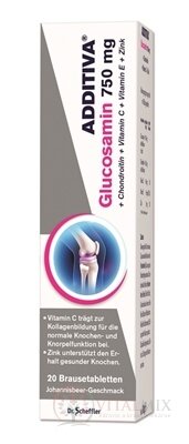 ADDITIVA Glukosamin 750 mg šumivé tablety (+Chondroitin+vitamin C+vitamin E+Zinek) 1x20 ks