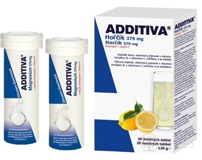 Additiv Hořčík 375 mg + B-Komplex + Vitamin C tbl eff 2x10 ks (20 ks)